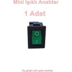 Ender Işıklı Yeşil Mini Anahtar 3 Ayaklı 10A 220V IP40 (19X17MM Derinlik 20MM Dikdörtgen)