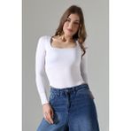 Endies Kare Yaka Uzun Kollu Altı Külotlu ve Çıt Çıtlı Kadın Atlet - T-Shirt 21940 Beyaz - XL