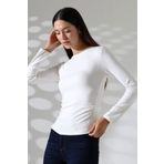 Endies Uzun Kollu Kayık Yaka Yanları Büzgülü Vücuda Oturan Basic Kadın Body T-Shirt 21951 EKRU