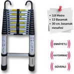 Endokon 13 Basamak - 380 Cm. Kancalı Teleskobik / Teleskopik Alüminyum Merdiven - I Tipi Uzayan Merdiven