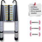 Endokon 440 cm. - 15 Basamaklı Kancalı Teleskobik / Teleskopik Merdiven - I Tipi Uzayan Merdiven