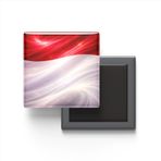 Endonezya - Abstract Efektli Bayrak - Baskılı Kare Buzdolap Magneti