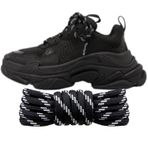 Endoto Bağcıkları için Balenciaga Triple S Ayakkabıları, Yuvarlak ipleri Yedek (Renk: Siyah ve Beyaz Kombinasyon, 60 İnç)