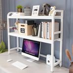 Endüstriyel 2 Katmanlı Masaüstü Kitaplık Ev Ofis ve Çalışma Odası için nizer Ferforje Masaüstü Raf ve Depolama Raf Siyah 115x25x95 cm