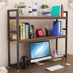 Endüstriyel 2 Katmanlı Masaüstü Kitaplık Ferforje Çerçeve Şık Ahşap ve Metal Bilgisayar Masası Raf Ofis/Ev için 85x24x90cm
