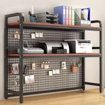 Endüstriyel Masa nizer Raf Ayarlanabilir Ekran Raf ile Ferforje Masaüstü Kitaplık Ofis ve Ev için 85x30x98cm