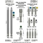 Endüstriyel Ümit Yapı Market 13 Parça Mıknatıslı S2 Bits Uç Seti: Sds Adaptör, 150MM Uzun Yıldız, Torx, Alyan