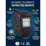 Endüstriyel Ümit Yapı Market Otomatik Kararan Kaynak Maskesi - Güneş Enerjili, Çift Sensörlü Colormatic Baş Maskesi