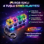 Eneci Işıklı Rgb LED 4 Tuşlu Stres Giderici Klavye Oyuncak Anahtarlık