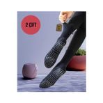 Enefendi 2 Çift Yoga Pilates Çorabı Kadın Silikon Kaymaz Taban Pamuklu Soket Tenis Çorap Altı Havlulu Siyah