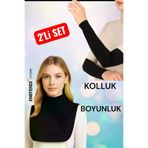 ENEFENDİ BOYUNLUKKOLLUK Boyunluk Kolluk İkili Set Siyah Hijab Tesettür