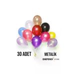 ENEFENDİ DF0000000001 30 Adet Balon Doğum Günü Parti Süs Eğlence 11 Inç 28 Cm Metalik Karişik Renk Hediye