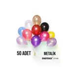ENEFENDİ DF0000000003 50 Adet Balon Doğum Günü Parti Süs Eğlence 11 Inç 28 Cm Metalik Karişik Renk Hediye