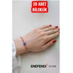 ENEFENDİ NAZARBONCUKLU20 20 Adet Nazar Boncuklu Marteniçka Bileklik Şans Arkadaş Sevgili Eş Çocuk Hediye Bahar Bilekliği