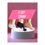 ENEFENDİ TYCB1331A146CEF015401C910 3 Çift Babet Çorap Görünmez Spor Yoga Pilates Kaymaz Silikon Taban 36-40 Siyah Beyaz Krem Dikişsiz