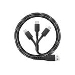 Energea C89 NyloFlex 3in1 1.5M 3A USB to Type-C / Lightning / Micro Hızlı Şarj Kablo - Siyah