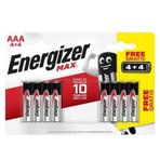 Energizer Alkaline Max 4+4 AAA İnce Kalem Pil