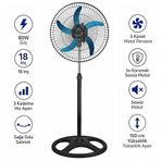 Enerji Tasarruflu Motor Sanayi Tip Metal Vantilatör Sağa Sola 180 Hareketli Süper Serinletici BüyükBoy 60W 5 Kanat Pervane 3 Kademe 150cm Uzayıp Kısalan Sağlam Metal Ayak Sessiz Çalışan 2 Yıl Garanti