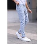 ENERJİN Erkek Slim Fit Likralı Kot Pantolon Buz Blue Tırnaklı