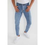 ENERJİN Erkek Slim Fit Likralı Kot Pantolon Buz Mavi Tırnaklı