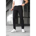 ENERJİN Erkek Slim Fit Likralı Kot Pantolon Düz Siyah