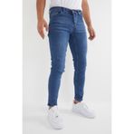 ENERJİN Erkek Slim Fit Likralı Kot Pantolon Mavi Tırnaklı