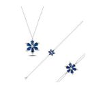 Enesstore 925 Ayar Lotus Çiçeği Safir Taşlı Gümüş Kolye Bileklik Set