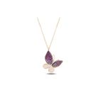 Enesstore REWQ369 Rose Renk Nano Taşlı Kelebek Gümüş Kolye