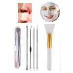 Enesstore Siyah Nokta Temizleyici Fırçası Peeling 4 Parça Sivilce Akne Komedon Maske Fırçası 3'lü Kaş Usturası
