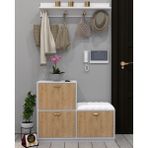 Enfa Store Cardenas Portmanto,ayakkabılık,mdf,çok Amaçlı Dolap,minderli Portmanto,sedirli Portmanto,minderli Ayakkabılık,sedirli Ayakkabılık - Açık Ceviz - Beyaz