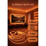 ENFE 3 Çipli Şerit Led Amber Işık ◆ İç Mekan ◆ Yüksek Lümen ◆ Ekstra Kalın PCB ◆ 5 m ( TRAFOSUZ )