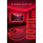 ENFE 3 Çipli Şerit Led Kırmızı Işık ◆ İç Mekan ◆ Yüksek Lümen ◆ Ekstra Kalın PCB ◆ 10 m ( TRAFOSUZ )
