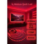 ENFE 3 Çipli Şerit Led Kırmızı Işık◆ İç Mekan ◆ Yüksek Lümen ◆ Ekstra Kalın PCB ◆ 20 m ( TRAFOSUZ )