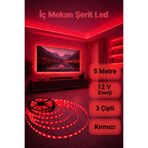 ENFE 3 Çipli Şerit Led Kırmızı Işık ◆ İç Mekan ◆ Yüksek Lümen ◆ Ekstra Kalın PCB ◆ 5 m ( TRAFOSUZ )