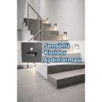 ENFE Sensörlü LED Koridor Aydınlatma 1W Sıva Altı Kare Füme Kasa 3000K Otomatik Gece Lambası