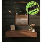 Eng Ahşap Makyaj Masası Dresuar Mdf Çekmeceli Duvara Montajlı Dolap 80CM - Kahverengi