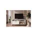 ENG AHŞAP Modern Beyaz TV Ünitesi 120 cm - Ayaklı ve Duvara Monte Edilebilir Çift Yönlü Kullanım