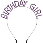 ENG Nessiworld Mor Renk Kristal Taşlı Parlak Birthday Girl Yazılı Taç 16 x 17 cm - Çok Renkli