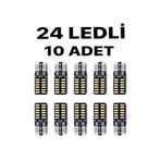 ENGAKSESUAR T10 Dipsiz (10 ADET) W5w 24 Ledli Canbus Beyaz Park Plaka Ampulü T10