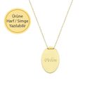 Engin Gold 14 Ayar Altın Oval Plaka Kolye