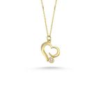 Engin Gold 14 Ayar Altın Sarı Taşlı Kalp Kolye