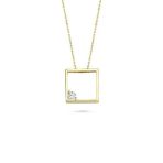 Engin Gold 14 Ayar Altın Swarovski Taşlı Kare Kolye