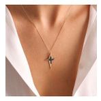Engin Gold 14k Altın Pole Star Kolye Onix 3,0 Cm