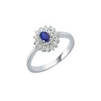 Engin Gold Oval Safir Taşlı Pırlantalı Yüzük