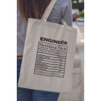 Engineer Nutrition Facts Mühendis Hediyelik Baskılı %100 Pamuklu Ham Bez Bej Çanta