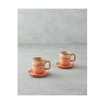 English Home Alicent Seramik 4 Parça 2 Kişilik Double Kahve Fincan Takımı 150 ml Açık Turuncu