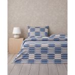 English Home Blockform Kolay Ütülenir Çift Kişilik Çarşaflı Nevresim Takımı 200X220 cm Koyu Mavi-Bej - Mavi - Bej - 200 x 220 cm