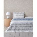 English Home Blossom Stripe Çok Amaçlı Çift Kişilik Yatak Örtüsü Takımı Pamuklu Mavi Düz Desen 200X220 cm - 200 x 220 cm