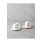 English Home Bowsie Bone Porselen 4 Parça 2 Kişilik Kahve Fincan Takımı 90 ml Kırmızı - Yeşil