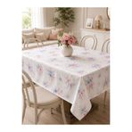 English Home Çiçek Desenli Kare Masa Örtüsü 145x145 cm - Makinede Yıkanabilir, %100 Polyester, Bahar Desenli Şık Masa Örtüsü